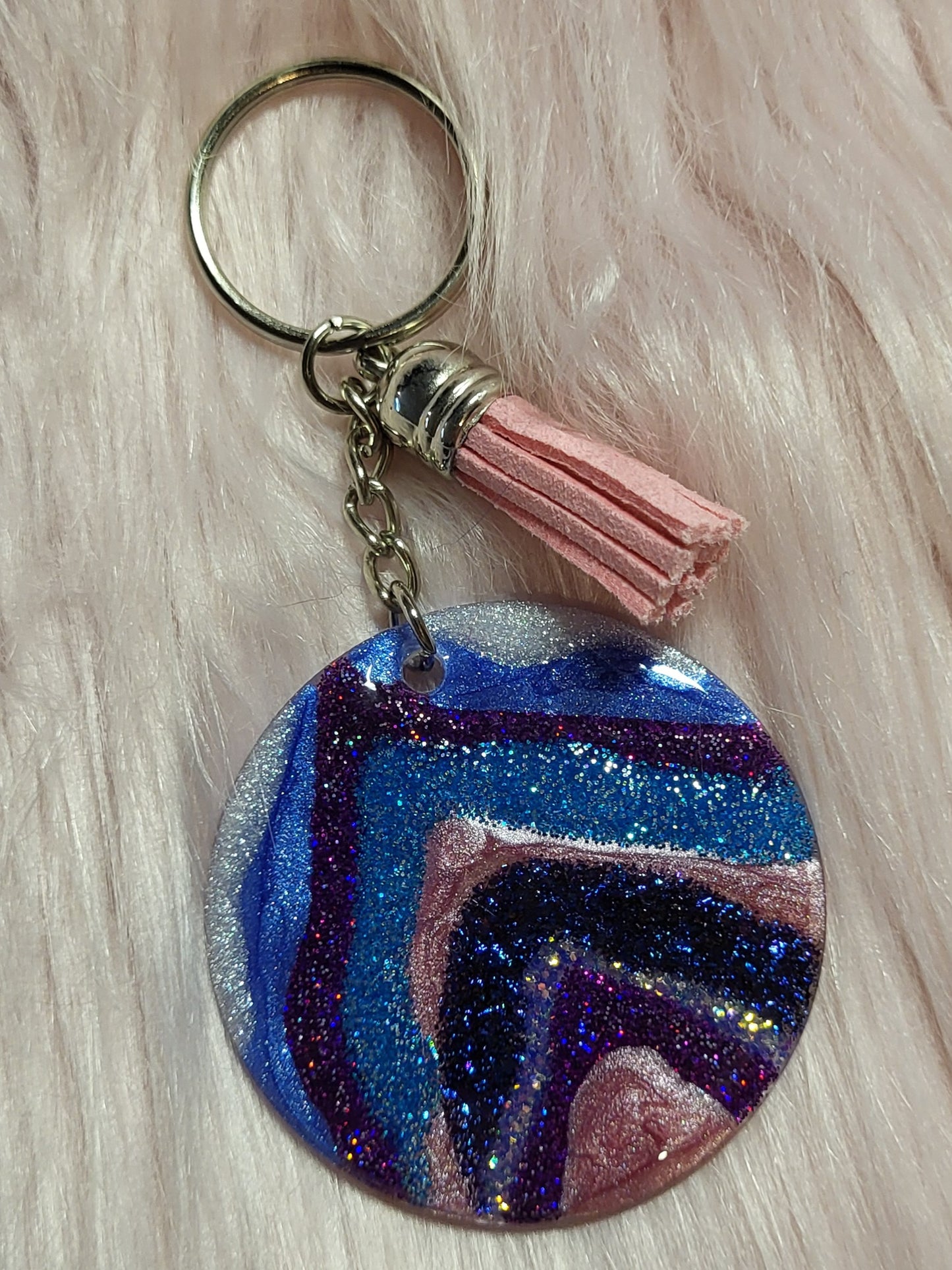 2" ROUND KEYCHAIN - MULTICOLOR GEODE