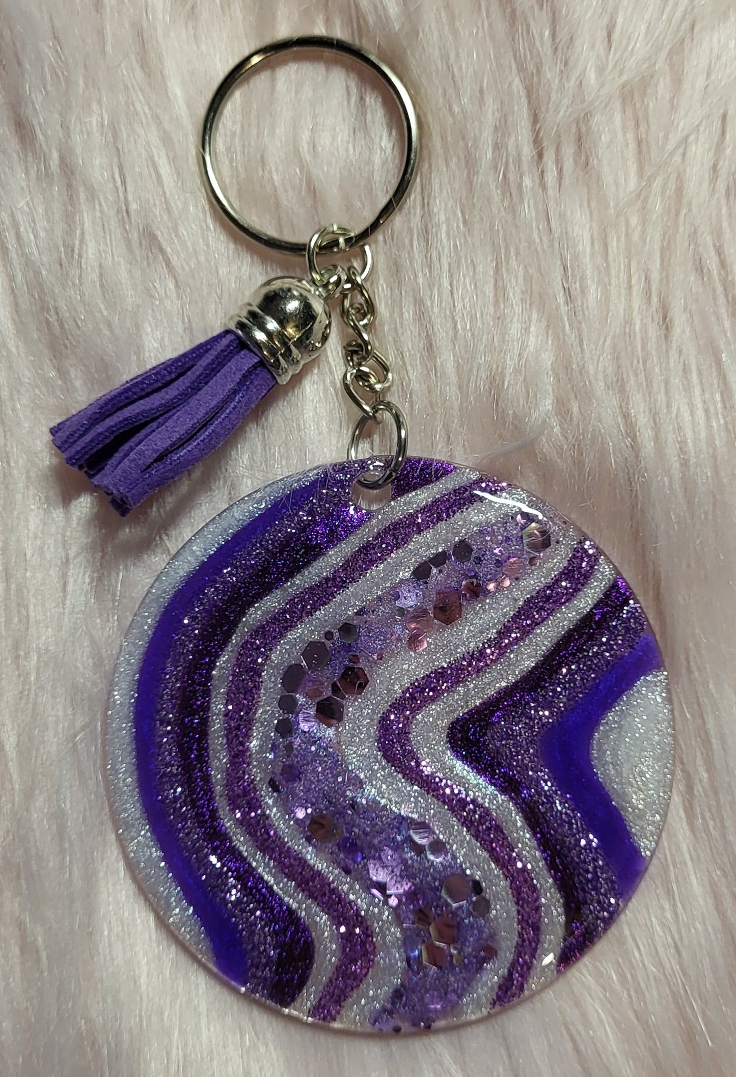 3" ROUND KEYCHAIN - PURPLE GEODE