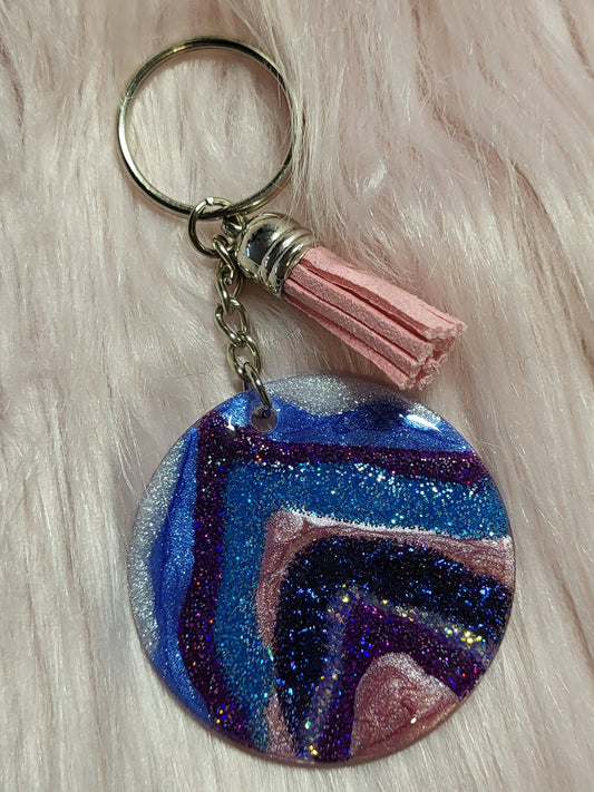 2" ROUND KEYCHAIN - MULTICOLOR GEODE