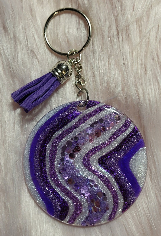 3" ROUND KEYCHAIN - PURPLE GEODE