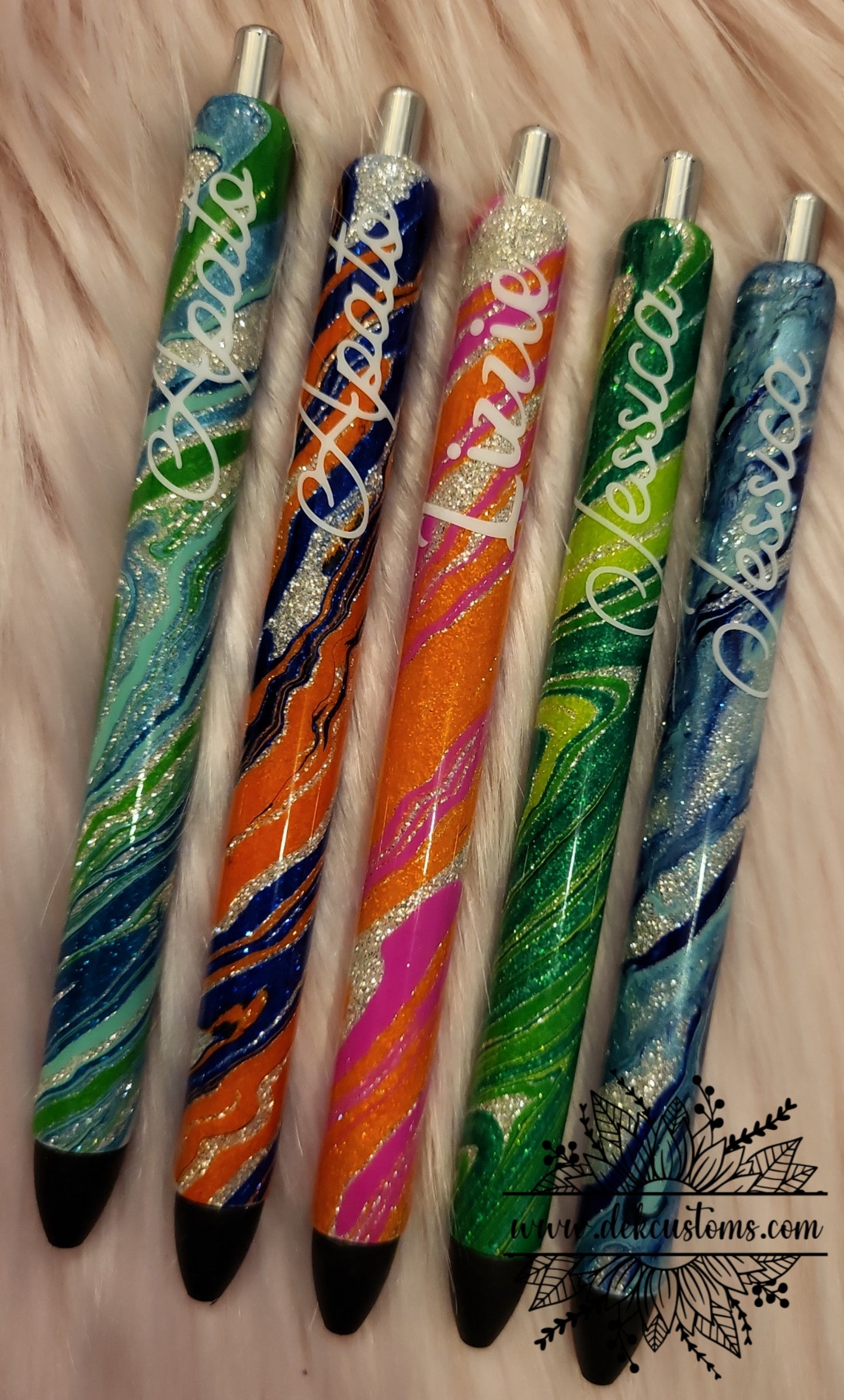 Hydro-Dipped Glitter Pens